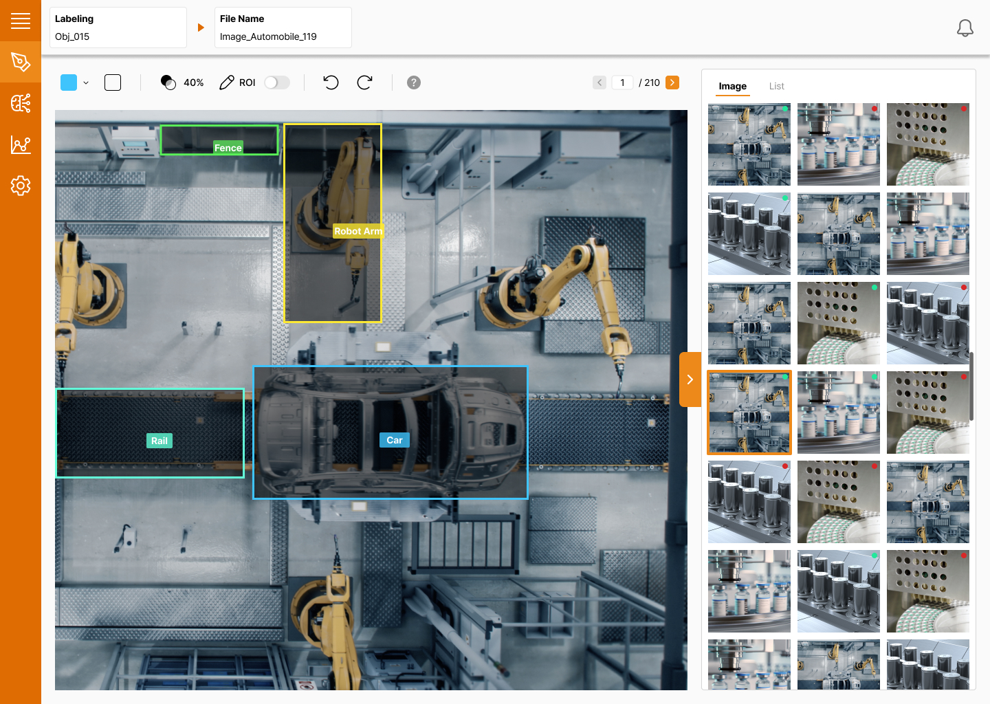 labeling data sliding drawer UI